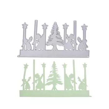 Little Girl Star Christmas Tree Frame Metal Silvery Stencil Embossing Cutting Dies For Diy Scrapbooking Paper Album Cards Making серебряный