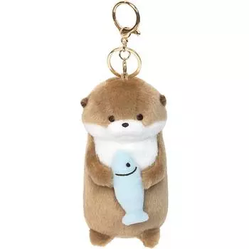 Little Holding Otter Fish Shrimp Octopus Standing Posture Cartoon Keychain Doll Otter with Fish