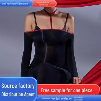 Little Matchmaker Блестящий полный боди на одно плечо с ультратонкими шелковыми носками с конским маслом против зацепов short skirt