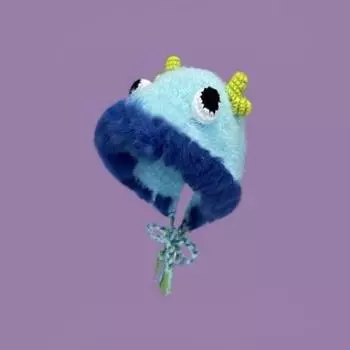 Little monster hat female autumn and winter funny cute knitted hat showing a small face thickened warm ear protector plush hat фиолетовый