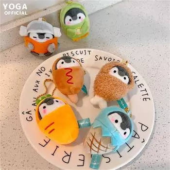 Little Penguin Plush Pendant Cute Cartoon Animal Stuffed Plush Doll Key Ring Bag Pendant For Kids зелёный