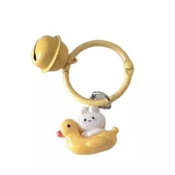 Little Rabbit Yellow Duck Metal Pendant Bell Cartoon Small Keyring Backpack Accessories