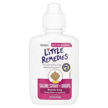 Little Remedies, солевой спрей + капли, для носа, 0,5 жидких унций (15 мл)