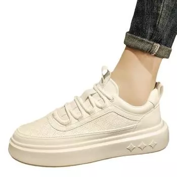 Little White Men s Shoes 2025 New Summer Breathable Casual Sneakers Men s White Shoes Non-slip Platform Sole Versatile Athletic Trendy Shoes 39