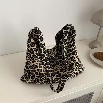 Little White Rabbit Days Modern Leopard Print Crossbody Bag Foreign Style Shoulder Canvas Bag Female Student Versatile Cloth Bag чёрный