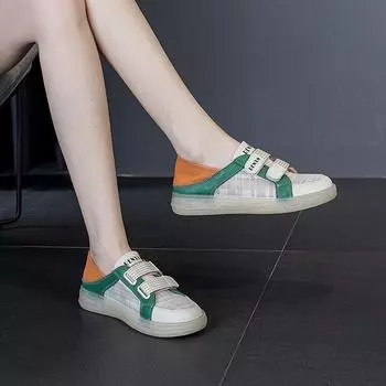 Маленькие белые туфли Повседневные туфли для досок Кожаные туфли для медсестер 35 зелёный