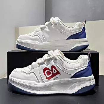 Little White Shoes Children s Autumn New Ins Trendy Fashion Versatile Thick-soled Heightening Casual Board Shoes 35 синий