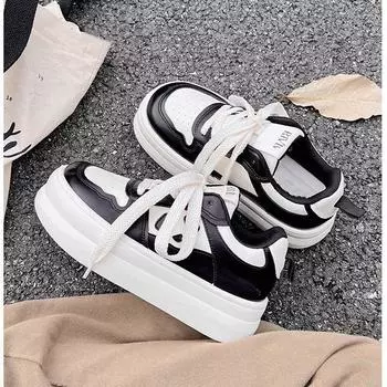 Маленькие белые туфли, детские, весна и осень, новинка, модные, на толстой подошве, универсальные, дышащие, повседневные, для студентов, для занятий сноубордом 35 чёрный