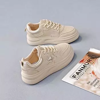 Маленькие белые туфли для студенток корейской версии, модные осенние новые туфли для досок, дышащие, на толстой подошве, повседневные женские туфли 35 белый