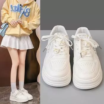 Little white shoes female student Korean version tide 2024 autumn new fashion versatile board shoes platform breathable casual women s shoes 35