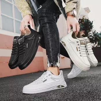 Little white shoes, leather surface board shoes, spring men s shoes 2025 new casual sports trendy shoes, students and teenagers do not wear belts 39