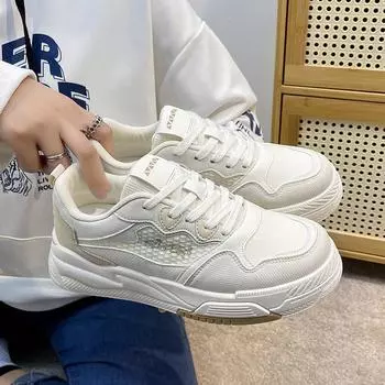 Little White Shoes Low-Top Soft-Soled Shoes Women S Thick-Soled Niche Women S Shoes Versatile Casual Sports Board Shoes 36 бежевый