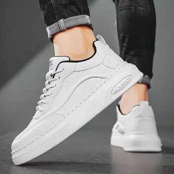 Little white shoes men s new commuting to work breathable casual shoes ins simple thick baseplate shoes men s shoes 39