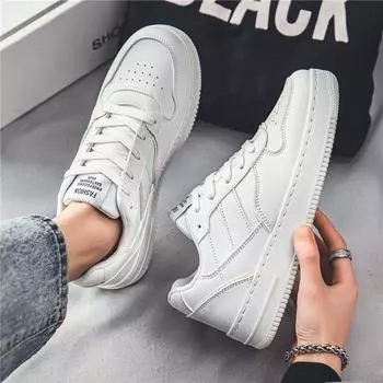 Little white shoes men s shoes 2025 new spring and autumn breathable casual shoes heightening sports shoes Korean version trendy versatile board shoes 39 белый