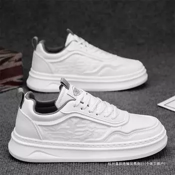 Little white shoes men s spring 2025 new pure white versatile casual board shoes soft sole lightweight sports waterproof leather shoes 39
