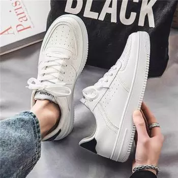 Little white shoes men s spring youth sports men s shoes 2025 new trendy versatile non-slip pure white casual flat shoes 39 белый