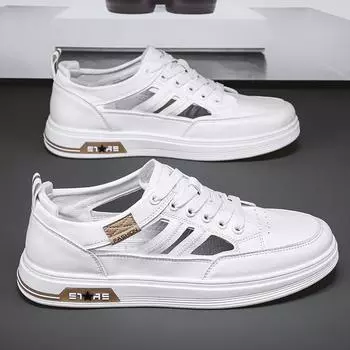 Little white shoes men s summer 2024 new versatile casual sports board shoes lightweight soft sole hollow breathable men s sandals 39