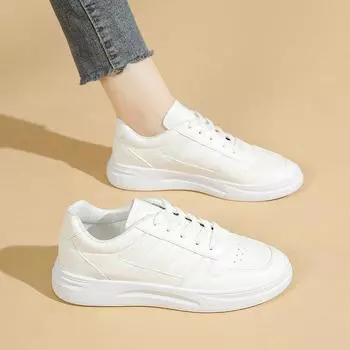 Little white shoes new thick-soled heightening low-top casual sports shoes round head lace-up student board shoes women 35