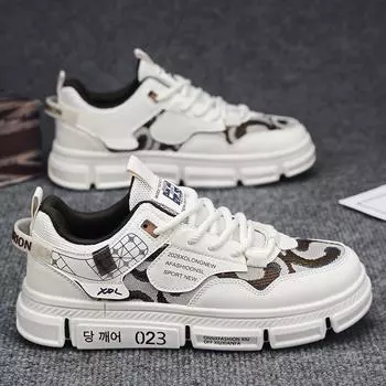 Little white shoes simple street style fashion trend student outdoor sports skateboard shoes Guochao low-top casual board shoes 39 коричневый