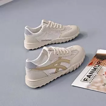 Little white shoes sports and leisure mesh breathable women s shoes 2024 summer new popular versatile flat-soled Forrest Gump shoes 00 35 синий