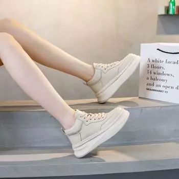 Little White Shoes Thick Bottom Sneakers Casual Shoes 35 бежевый