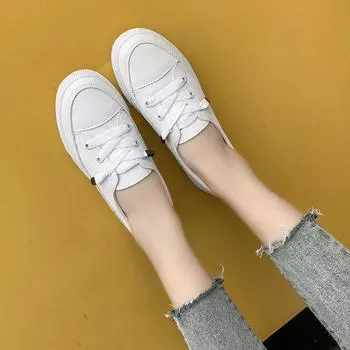 Little white shoes women s 2024 new women s shoes spring and autumn Korean version low-top casual shoes women s elastic foot cover student board 35