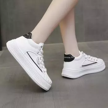 Little white shoes women s 2025 autumn and winter new high-top versatile super fire casual sports board shoes platform casual women s shoes tide 35 чёрный
