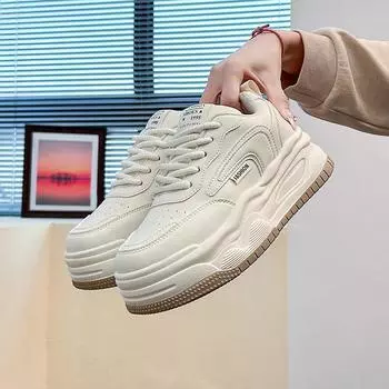 Little white shoes women s 2025 new spring student Korean version of versatile casual ins trendy shoes platform fashion board shoes ZS261 35 бежевый