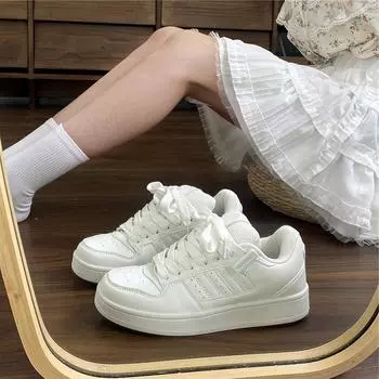 Little white shoes women s 2025 new popular versatile summer thick baseplate shoes spring and autumn heightening breathable sports and leisure shoes 35 белый