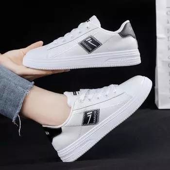 Little white shoes women s 2025 new spring women s shoes student breathable versatile casual leather flat-bottomed sports trendy shoes 35