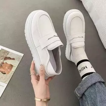 Little white shoes women s 2025 spring and autumn new soft sole versatile casual one pedal breathable non-slip medical two wear work 35 белый