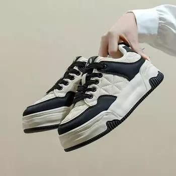 Little white shoes women s 2025 spring new student Korean version ins versatile thick baseplate shoes spring and autumn casual shoes KT2602 35 бежевый