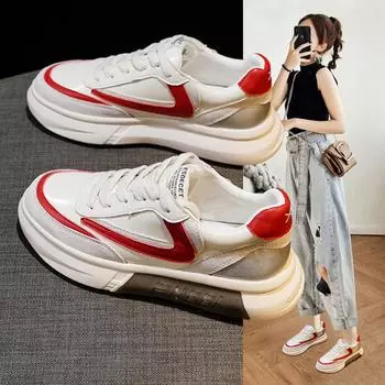 Little White Shoes Women s 2025 Spring New Korean Version Versatile Popular Sneakers Student Casual Thick-soled Height-increasing Board Shoes Women 35 синий