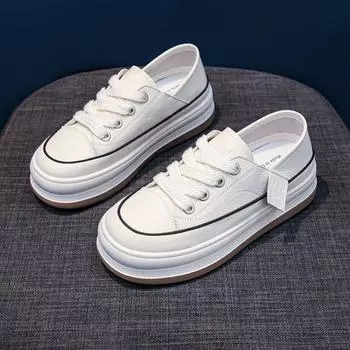 Little white shoes women s autumn and winter new thick-soled one pedal two women s shoes two women s sports and leisure board shoes 35