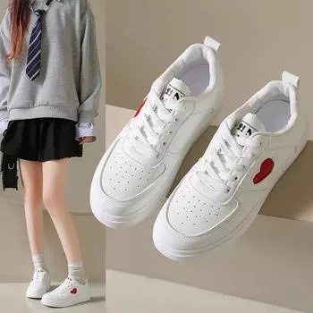 Little white shoes women s autumn breathable casual versatile platform women s shoes 2024 new student pure white sports shoes 36 чёрный