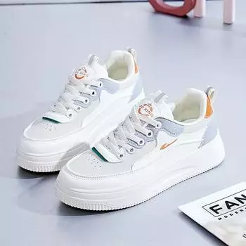 Little white shoes women s autumn new women s shoes versatile student trend thick-soled casual leather board shoes 35 бежевый