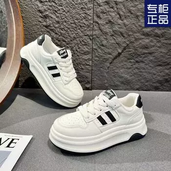 Little white shoes women s fashion heightening soft-soled women s shoes 2025 spring and autumn new popular thick-soled versatile sports and leisure b 35 чёрный