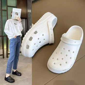 Little white shoes women s hole shoes women s summer new non-slip thick-soled outer wear simple cool slippers women s casual beach shoes 35 белый