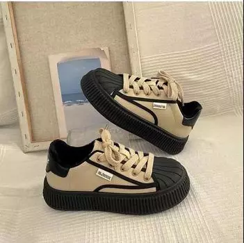 Маленькие белые туфли женские Ins Tide Niche универсальная платформа весна новые парусиновые повседневные туфли для увеличения роста 35 коричневый