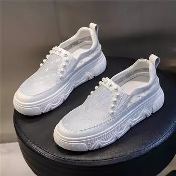 Little white shoes women s leather summer transparent network 2025 new sports flat bottom shallow mouth single shoes women s breathable casual wome 35