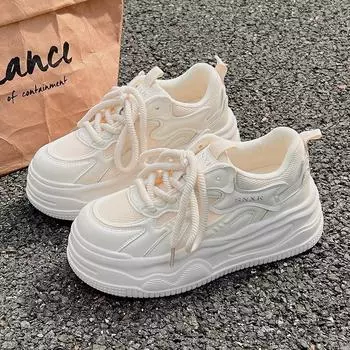 Little white shoes women s new spring and summer versatile platform women s shoes heightening shoes with wide-leg pants sports and leisure shoes 35
