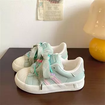 Little white shoes women s new spring and autumn thick baseplate shoes shell head trendy versatile 35 зелёный
