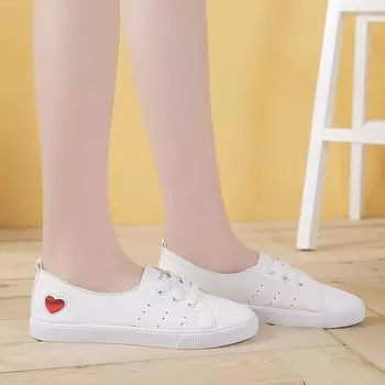 Little White Shoes Women s New Spring and Autumn Harajuku Ins Tide Love Student Breathable Flat Bottom Fashion Single Shoes Women 35 красный