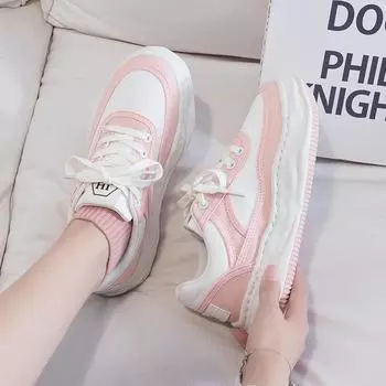 Маленькие белые туфли Женские Нишевый дизайн Растворяющиеся туфли Женские Универсальные Повседневные туфли Кеды Прилив 35 розовый