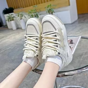 Little white shoes women s shoes 2024 autumn explosion flat baseplate shoes versatile two wear leather platform sports casual shoes 35
