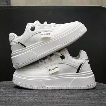 Little white shoes women s shoes 2024 spring new versatile thick-soled heightening casual shoes women s leather sports board shoes 35 белый