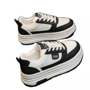 Little white shoes women s shoes 2024 early spring new thick-soled heightening board shoes casual shoes women s sports shoes single shoes 35 чёрный