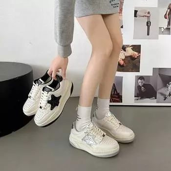 Little White Shoes Women s Shoes Autumn and Winter New Versatile Board Shoes Platform Training Casual Sports Shoes 35 чёрный