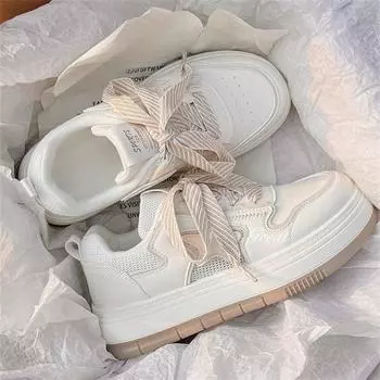 Little White Shoes Women s Shoes New Spring Canvas Shoes Korean Thick Baseplate Shoes Versatile Shoes Women 35 бежевый