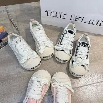 Маленькие белые туфли Женская обувь Новая мода Open Smile Повседневная парусиновая обувь Ins Модная универсальная студенческая обувь для занятий спортом 35 розовый